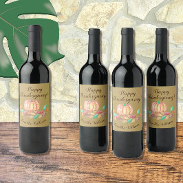 Personlig Thanksgiving vin-etiketter Vinflaska Etikett