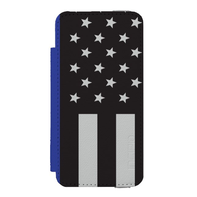 Personlig Thin Blue Line American Flagga Incipio iPhone Wallet Skal (Folio Framsidan)