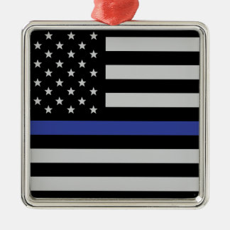 Personlig Thin Blue Line American Flagga Julgransprydnad Metall