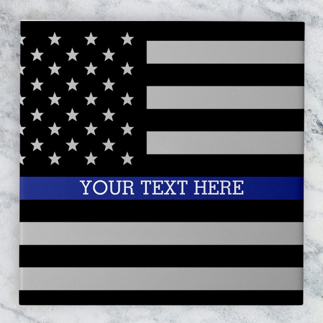 Personlig Thin Blue Line American Flagga Kakelplatta (Skapare uppladdad)