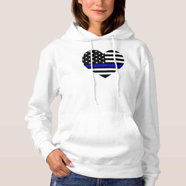 Personlig Thin Blue Line American Flagga Tee Shirt (Framsida)