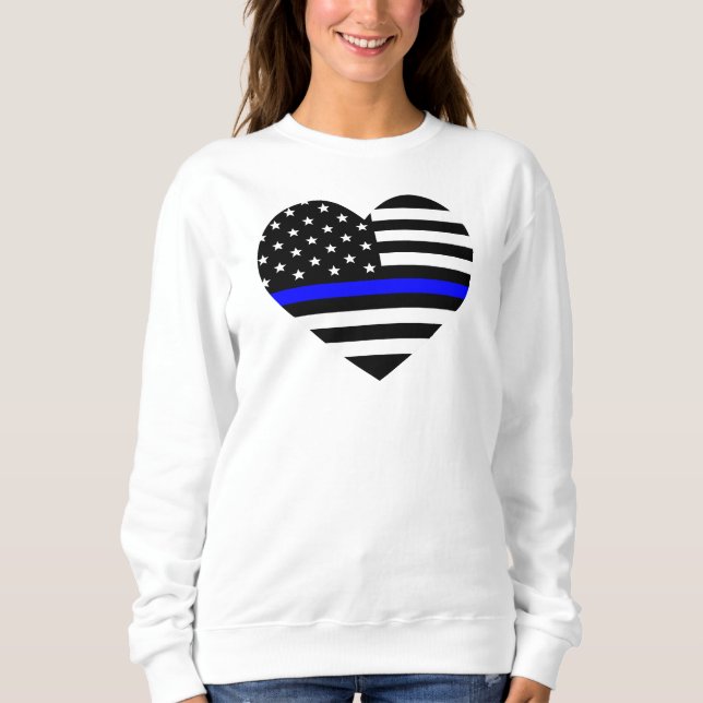 Personlig Thin Blue Line American Flagga Tröja (Framsida)