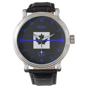 Personlig Thin Blue Line Dial på kanadensisk Flagg Armbandsur