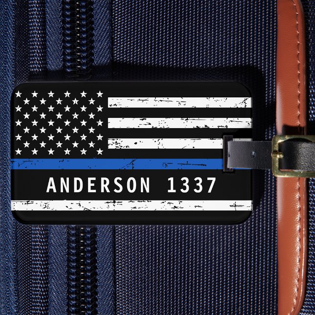 Personlig Thin Blue Line Flagga Polischef Bagagebricka (Skapare uppladdad)