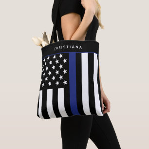 Personlig Thin Blue Line Flagga Polischef Tygkasse