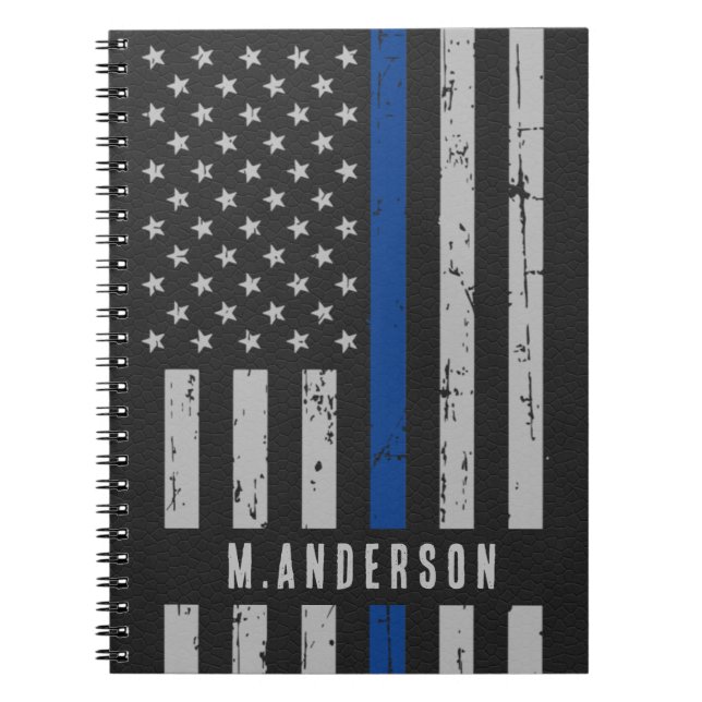 Personlig Thin Blue Line Polischef Anteckningsbok (Framsidan)