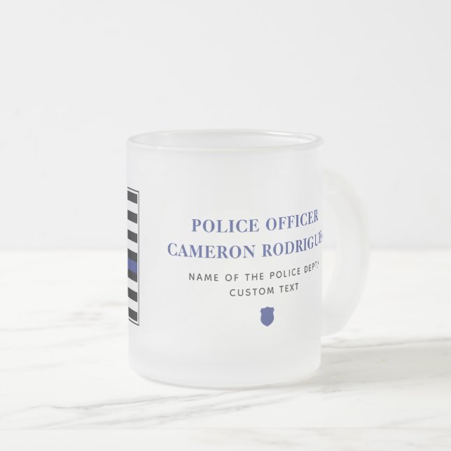 Personlig Thin Blue Line Polischef Flagga Frostad Glasmugg (Framsida höger)
