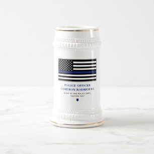 Personlig Thin Blue Line Polischef Flagga Sejdel