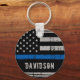 Personlig Thin Blue Line Polischef Nyckelring (Back)
