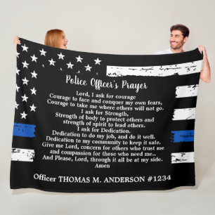 Personlig Thin Blue Line Polischef Prayer Fleecefilt