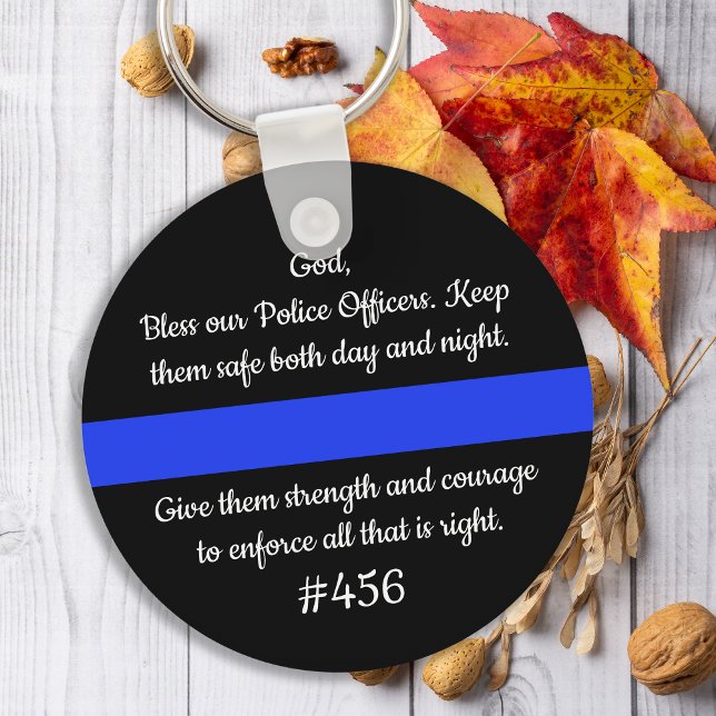 Personlig Thin Blue Line Poliser Prayer Nyckelring (Skapare uppladdad)