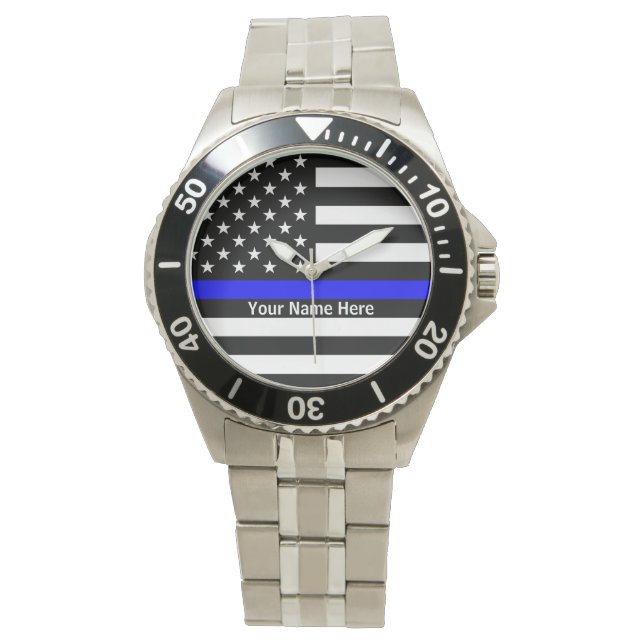 Personlig Thin Blue Line Watch Armbandsur (Framsida)