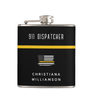 Personlig Thin Guld Line Flagga 911 Dispatcher Fickplunta