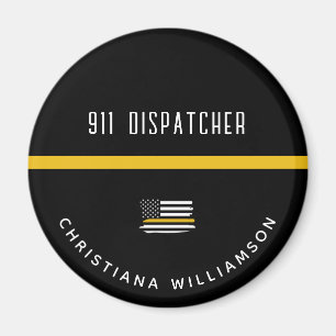 Personlig Thin Guld Line Flagga 911 Dispatcher Magnet