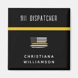 Personlig Thin Guld Line Flagga 911 Dispatcher Magnet