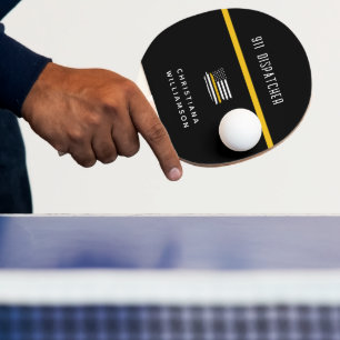 Personlig Thin Guld Line Flagga 911 Dispatcher Pingisracket