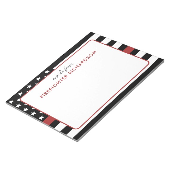 Personlig Thin Red Line Flagga Firefighter Anteckningsblock (Vinklad)