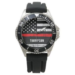 Personlig Thin Red Line Flagga Firefighter Armbandsur