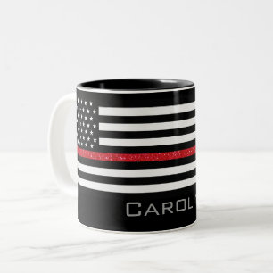 Personlig Thin Red Line Glitter Flagga Två-Tonad Mugg