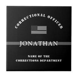 Personlig Thin Silver Line Corrections Officer Kakelplatta