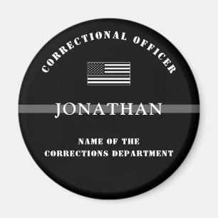 Personlig Thin Silver Line Corrections Officer Magnet