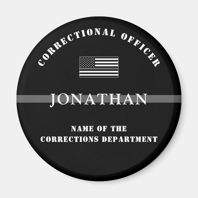 Personlig Thin Silver Line Corrections Officer Magnet (Framsidan)