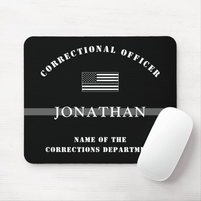 Personlig Thin Silver Line Corrections Officer Musmatta (Med mus)