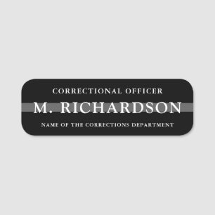 Personlig Thin Silver Line Corrections Officer Namnbricka