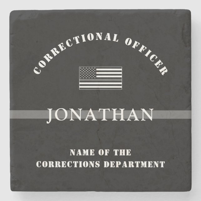 Personlig Thin Silver Line Corrections Officer Stenunderlägg (Framsidan)