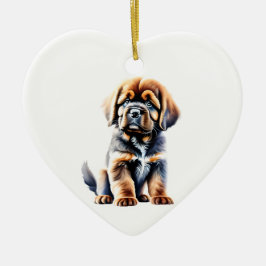 Personlig Tibetan Mastiff Puppy Julgransprydnad Keramik