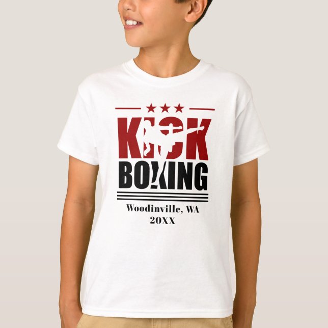 Personlig Tick Boxing Boxer Location Datum Namn T Shirt (Framsida)