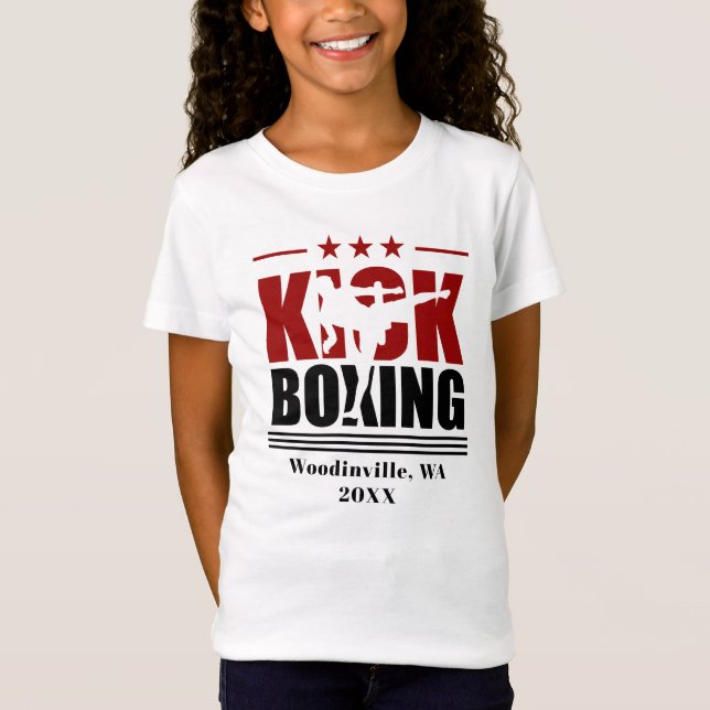 Personlig Tick Boxing Boxer Location Datum Namn T Shirt (Framsida)