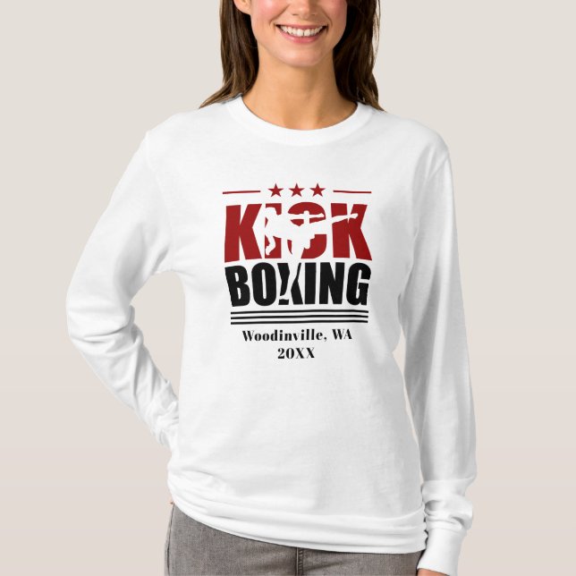Personlig Tick Boxing Boxer Location Datum Namn T Shirt (Framsida)