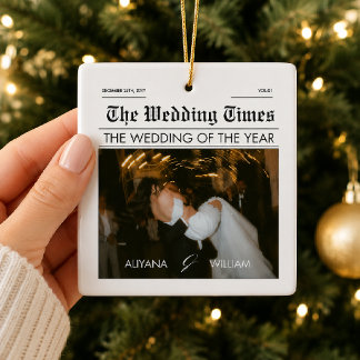 Personlig tidning för bröllop Times Julgransprydnad Keramik