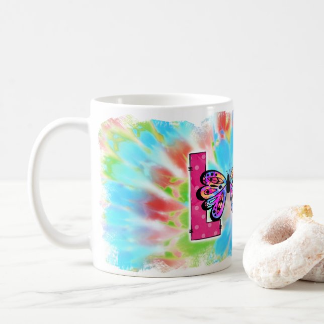 Personlig Tie Dye Kärlek Design Coffee Mugg Kopp (Med munk)