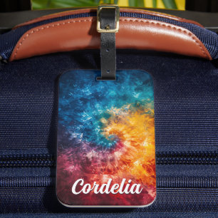 Personlig Tie Dye Luggage Tag med eget namn Bagagebricka