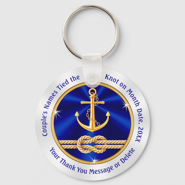 Personlig Tie the Knot Wedding Favors Nautical Nyckelring (Framsida)