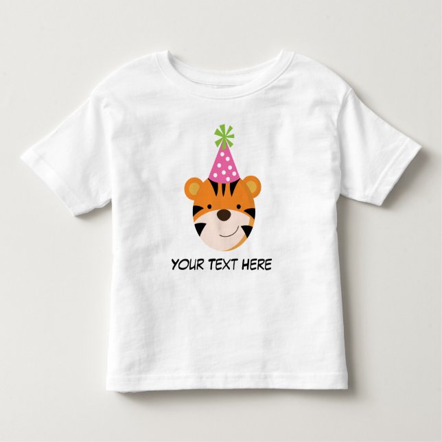 Personlig Tiger Birthday T Shirt for Girls (Framsida)
