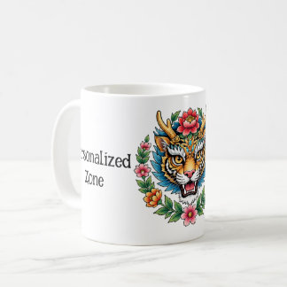 Personlig Tiger Blommig Tattoo Mugg