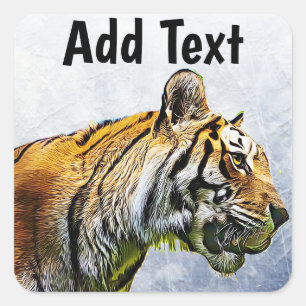 Personlig Tiger Digital Art Stickers Fyrkantigt Klistermärke