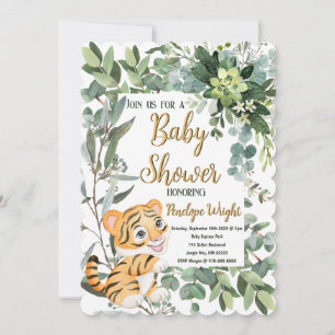 Personlig Tiger Jungle Safari Baby Shower Inbjudningar