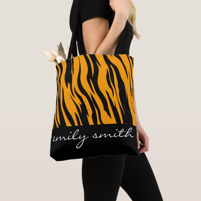 Personlig Tiger Mönster Tote Bag Tygkasse (Närbild)
