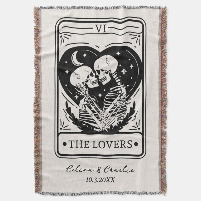 Personlig Til Death Skeleton Älskare Tarot Filt (Framsidan Vertikal)