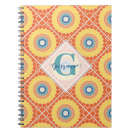 Personlig Tiled Aegean Summer Radiant Mandala Anteckningsbok