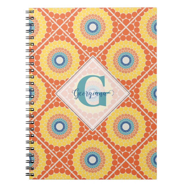 Personlig Tiled Aegean Summer Radiant Mandala Anteckningsbok (Framsidan)