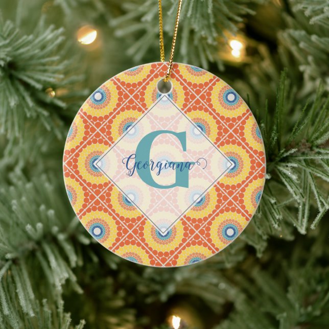 Personlig Tiled Aegean Summer Radiant Mandala Julgransprydnad Keramik (Träd)