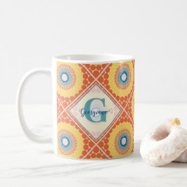 Personlig Tiled Aegean Summer Radiant Mandala Kaffemugg