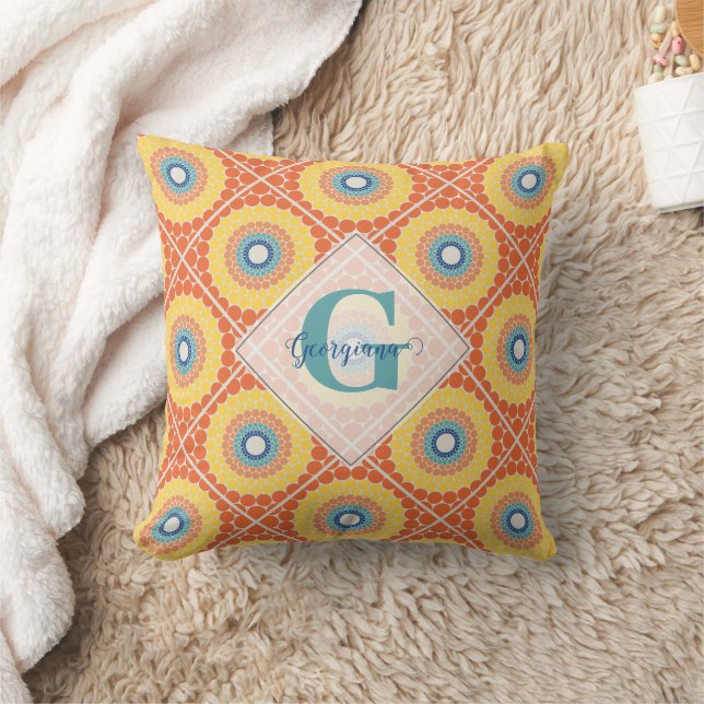 Personlig Tiled Aegean Summer Radiant Mandala Kudde (Filt)