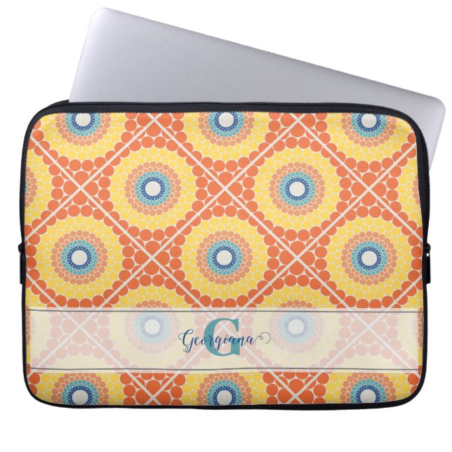 Personlig Tiled Aegean Summer Radiant Mandala Laptop Fodral (Framsidan)