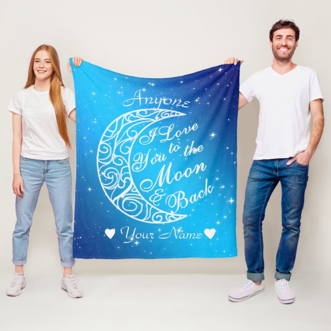 Personlig till Måne och ryggflottan Blanket Fleecefilt (På plats)